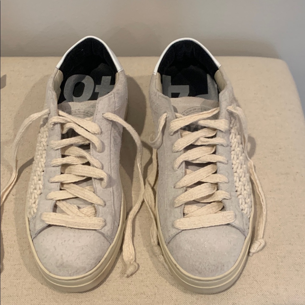 P448 Light Gray suede on one side and woven string design Sneakers